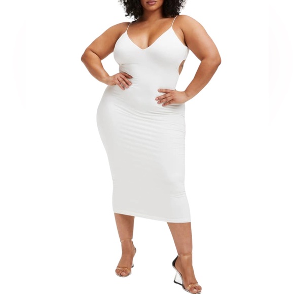 Good American Good Touch '90s Open Back Midi Dress In Ivory Size 6 = 3XL - Picture 1 of 16